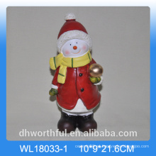 Ornamento de cerámica de regalo de Navidad en forma de muñeco de nieve